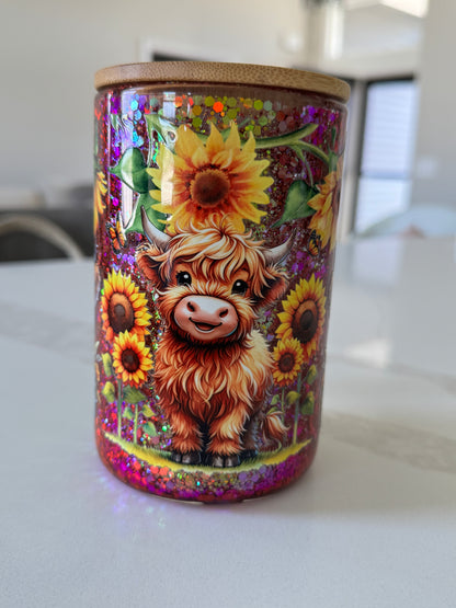 16oz Glass Mug HIGHLAND COW